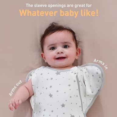 Premium Soft Cotton Swaddle Blanket Sleep Sack Arms Up Design 2 Packs 3-6 Months, Hands Up 3-Way Transitions to Arms-Free Wearable Sleeping Sack Bag for Baby Boys Girls Snug Fit Calms Startle Reflex - Image 3