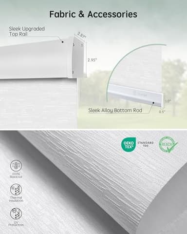 Yoolax Motorized Blinds with Remote, Blackout Smart Blinds Automatic Blinds for Windows, Electric Window Shades Compatible with Alexa Roller Window Shades with Valance (Jacquard White, 22" W x 72" H) - Image 5
