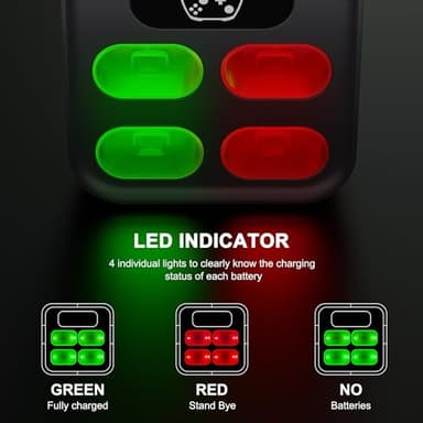Charger for Xbox One Controller Battery Pack with 4x4080mWh USB C Xbox Rechargeable Battery Pack Series X|S, One S/One X/Elite Controller Charger Station Accessories 1700mAh - Image 5