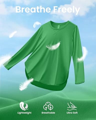 G4Free Workout Long Sleeve Tops for Women UPF 50+ Lightweight Athletic T-Shirts(Forest Green,XL) - Image 3