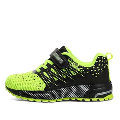 KUBUA Kids Sneakers for Boys Girls Running Tennis Shoes Lightweight Breathable Sport Athletic Black Green Size US 10 Toddler - Image 7