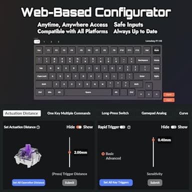 LEMOKEY P1 HE 75% Wireless Custom Mechanical Gaming Keyboard with Gateron Double-Rail Magnetic Switches Full Assembled Knob Version - Black - Image 6