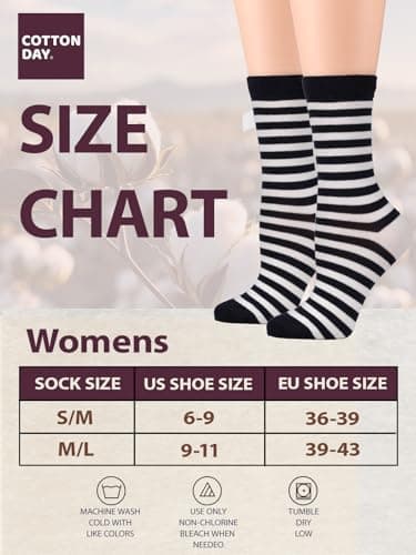 COTTON DAY Women's Soft Combed Cotton Dress Socks Seamless Toe Pattern Design (Stripes Spots Size 6-9) - Image 6