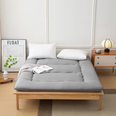 INFINICE Japanese Floor Mattress Futon Mattress, Foldable Roll Up Mattress with Portable Storage Bag, Tatami Mat Sleeping Pad Suitable for Camping, Guest Room, Gray, Queen - Image 6