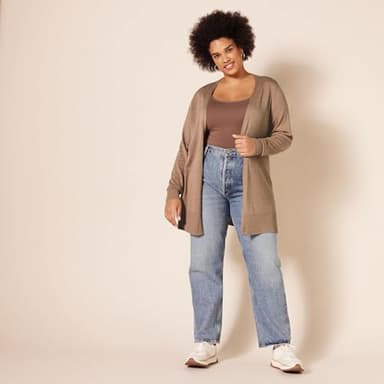 Amazon Essentials Women's Lightweight Open-Front Cardigan Sweater (Available in Plus Size), Camel Heather, Small - Image 6