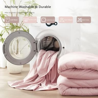UNILIBRA Queen Comforter Set 7 Pieces Bed in a Bag - Pink Queen Soft Bedding Set for All Seasons - Cationic Dyeing Bed Comforter Sets with Comforter, Flat Sheet, Fitted Sheet, Pillowcases & Shams - Image 8