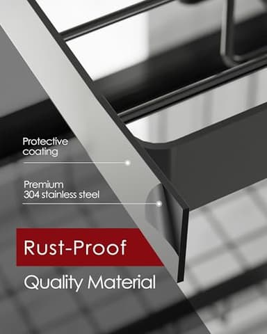 Sakugi Dish Drying Rack - Over The Sink Dish Drainer Drying Rack with Utensil & Knife Holder, Hooks, Stainless Steel Kitchen Organizers and Storage Solution, 11.8" D x 31.5"~39.0''W x 30" H, Black - Image 5