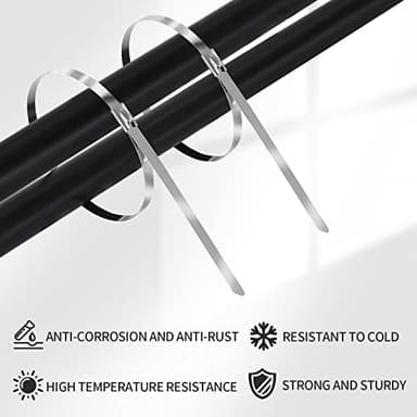 Metal Zip Ties 11.8 inch 100pcs 304Stainless steel Heavy duty Multi-purpose Self-locking Cable Ties Suitable for in machinery, vehicles, farms, pipes, roofs,cables, as well as Outdoor binding - Image 3