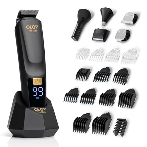 OLOV For Man Beard Trimmer, 21 Piece All-in-One Mens Grooming Kit and Hair Clipper, Nose, Ear,Body and Face, Electric Razor with USB Recharge Dock - Image 1