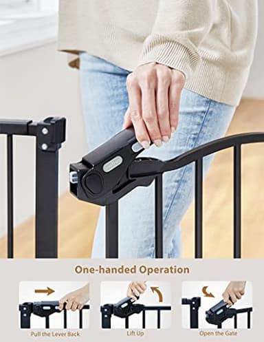 InnoTruth 29-39.6” Baby Gate for Stairs & Doorways, 30" Tall Pressure Mount Pet Gates, Easy Step Auto Close Both Sides Walk Thru Child Gate, Dual-Lock Safety Design and One-Hand Operation, Black - Image 2