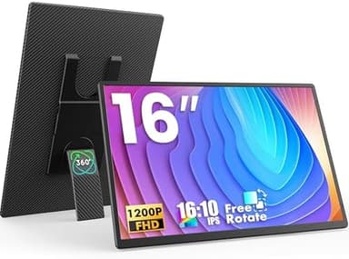 Portable Monitor, 16 Inch 1200P FHD, Horizontal and Vertical with Kickstand, Plug&Play, Built-in Speakers, Ultra-Thin Zero Frame,Travel Monitor for Laptop with Premium Smart Cover - Image 3