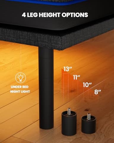 Amada Queen Adjustable Bed Frame and 14 Inch Cooling Gel Memory Foam Mattress Set, Massage, Head & Foot Incline, Wireless Remote, USB Ports, LED Night Light, Medium Firm Support - Image 6