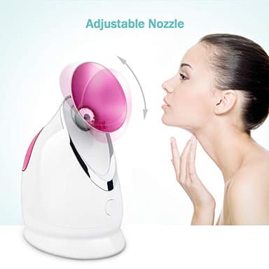 EZBASICS Facial Steamer Ionic Face Steamer for Home Facial, Warm Mist Humidifier Atomizer for Face Sauna Spa Sinuses Moisturizing, Unclogs Pores, 1 Pack + 5 Stainless Steel Skin Kit Pink - Image 4