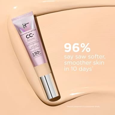 IT Cosmetics CC+ Cream Illumination (Light Medium) - Radiant Full Coverage Foundation With SPF 50+, Color Corrector & Hydrating Anti-Aging Serum, Hydrolyzed Collagen + Peptides - 1.08 fl oz - Image 6