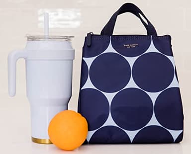 Kate Spade New York, Portable Soft Cooler Lunch Bag with Silver Insulated Interior Lining and Storage Pocket, Joy Dot - Image 6