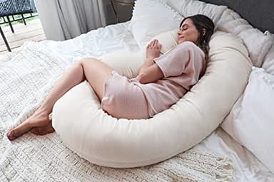 Pharmedoc Pregnancy Pillows, C-Shape Full Body Pillow – Jersey Cover Beige – Pregnancy Pillows for Sleeping – Body Pillows for Adults, Maternity Pillow and Pregnancy Must Haves, New Mom Gifts - Image 6