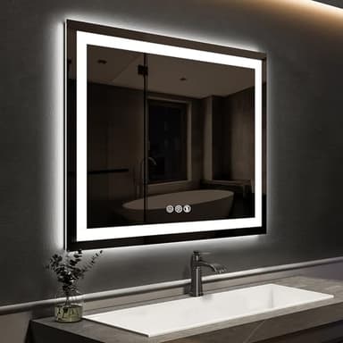 ROOMTEC 30 * 30 Inch Led Bathroom Mirror with Lights,Smart Dimmable Vanity Mirrors for Wall,Anti-Fog Backlit Lighted Makeup Mirror - Image 1
