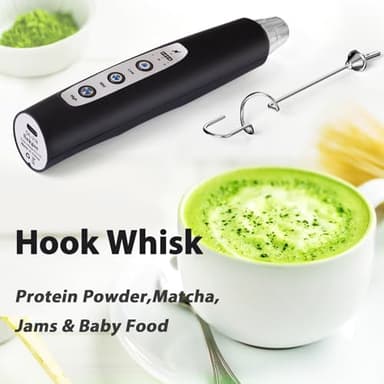 Sakgos Milk Frother Rechargeable Handheld-Electric Whisk 3 Speed Adjustable, Frother Wand Coffee with 3 Stainless Whisks, Electric Foam Maker, Drink Mixer Blender for Latte Cappuccino Matcha Egg - Image 5