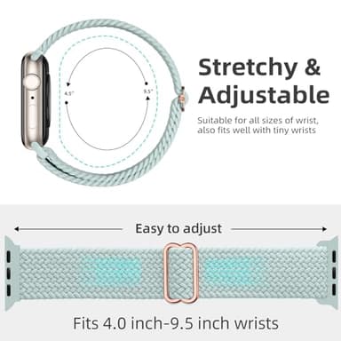 DaQin 4 Pack Braided Stretchy Solo Loop Compatible with Apple Watch Bands for Women Men 40mm 41mm 42mm 44mm 45mm 46mm 49mm 38mm, Nylon Elastic Strap for iWatch Series 11 10 9 8 7 6 5 4 3 2 1 SE Ultra - Image 4