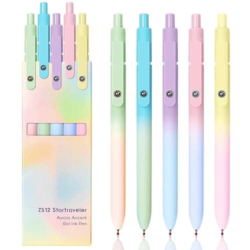 YOXMJDB Gel Pens, 5 Pcs Medium Point Smooth Writing Pens Cute Pens for Women, High-End Series 0.7mm Black Ink Pens for Journaling Note Taking, School Office Supplies (5 Pcs Gradient Morandi) - Image 1