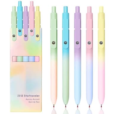YOXMJDB Gel Pens, 5 Pcs Medium Point Smooth Writing Pens Cute Pens for Women, High-End Series 0.7mm Black Ink Pens for Journaling Note Taking, School Office Supplies (5 Pcs Gradient Morandi) - Image 1