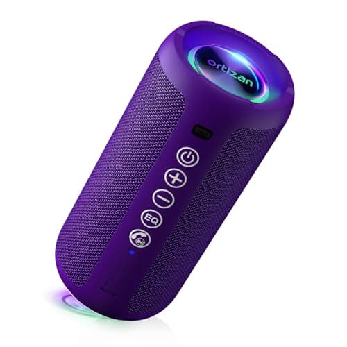 Ortizan Portable Bluetooth Speaker: IPX7 Waterproof, 24W Loud Sound, Deep Bass, Bluetooth 5.3, LED Lights, Wireless Stereo Pairing, 30H Playtime, for Home/Outdoor/Party/Beach, Birthday Gift (Purple) - Image 1