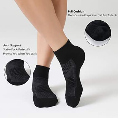 CelerSport 6 Pack Men's Ankle Socks with Cushion, Sport Athletic Running Socks, Black, X-Large - Image 5