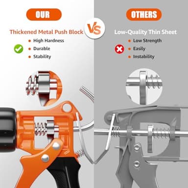 Holothurian Caulking Gun, No-Drip Hand Caulk gun, Silicone Gun with Comfort Grip, 1/10 Gallon Cartridge, 12:1 Thrust Ratio, Built-in Seal Puncture Tool, and Two Nozzles and Scraper - Image 6