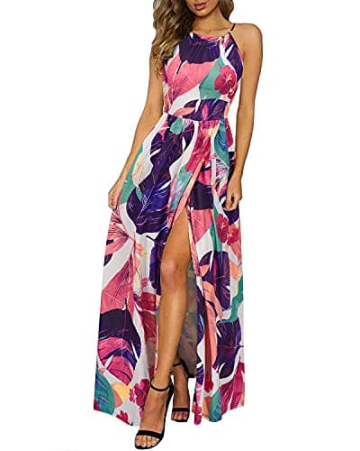 KILIG Women's Summer Maxi Dress 2025 Casual Sleeveless Split Floral Sundress Beach Vacation Flowy Long Dresses(Floral15,S) - Image 1