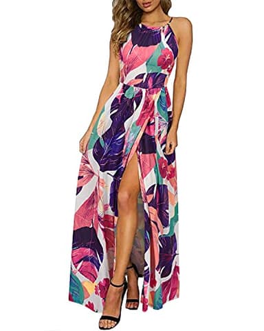 KILIG Women's Summer Maxi Dress 2025 Casual Sleeveless Split Floral Sundress Beach Vacation Flowy Long Dresses(Floral15,S) - Image 1