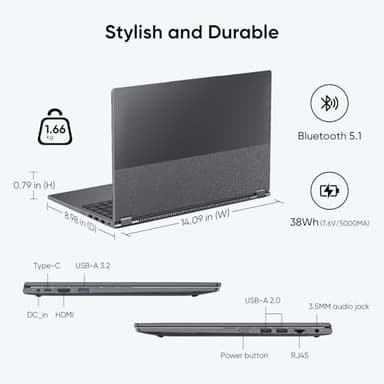 AE86 15.6" 2-in-1 Laptop | 16GB DDR4 RAM 512GB Storage | AMD Ryzen 3 3200U (up to 3.5GHz) | AMD Radeon Vega 3 | FHD Touchscreen | Wi-Fi 5 | BT5.1 | RJ45 | Backlit Keyboard (Upgraded) - Image 8
