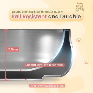 Pawaii Small Dog Bowls, 12 oz. Food Water Bowl Designed for Puppies and Cats with Non-Slip Rubber Base, Upgraded Metal Insulated, Double Stainless Steel Bowls, Cheese Yellow - Image 3