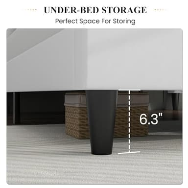 SHA CERLIN Queen Bed Frame/Velvet Upholstered Platform Bed Frame with Headboard/Strong Wood Slats Support/Mattress Foundation/No Box Spring Needed/Easy Assembly/White - Image 7