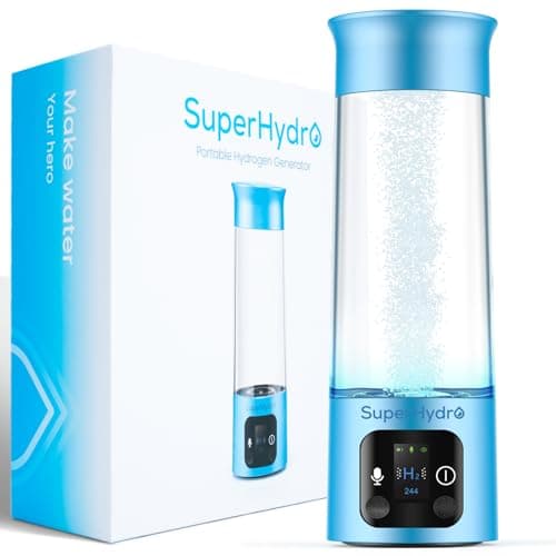 Hydrogen Water Bottle Generator - Up to 6000+ PPB Concentration - SPE/PEM Technology - Drink Water Voice Reminder - Water Ionizer Machine Suitable for Office,Travel and Daily Drinking（Blue） - Image 1