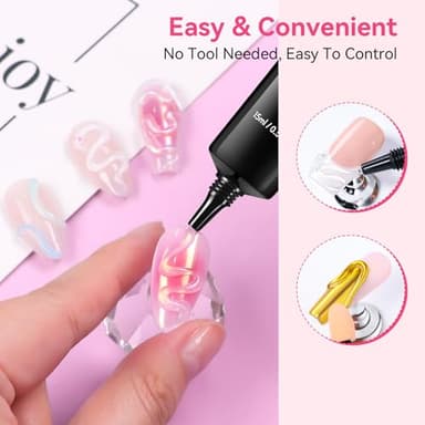 Makartt 3D Nail Gel and Chrome Nail Powder Kit, 15g Sculpting Gel for Nail Art DIY No wipe 3D Molding and Metallic Chrome Powder Set for Decoration Manicure Pedicure Use - Image 5