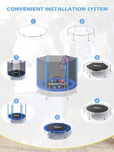 BLUERISE 55IN Toddler Trampoline with Enclosure Net Easy to Assemble Kids Baby Indoor Recreational Trampoline Outdoor - Image 8