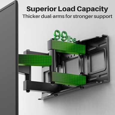 USX MOUNT Full Motion TV Wall Mount for Most 32-70 inch TVs up to 99 lbs, Wall Mount Bracket with Dual Articulating Arms, Swivel, Tilt, Max VESA 400x400mm, TV Mount Fits 12”/16” Wood Studs - Image 6