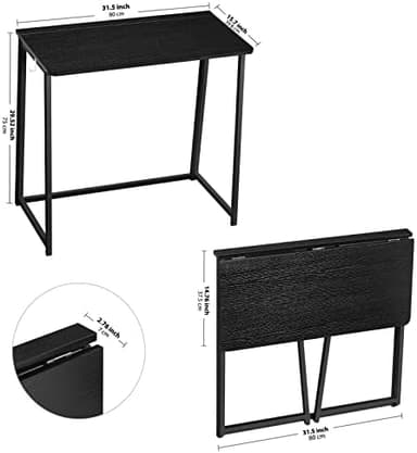 WOHOMO Folding Computer Desk, Small Writing Foldable Desk 31.5", Space-Saving Laptop Table, Easy Assemble Workstation for Home Office,Black - Image 5