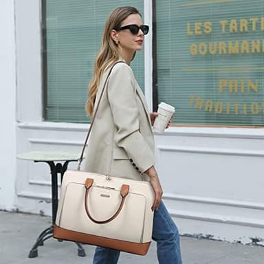 CLUCI Leather Briefcase for Women 15.6 Inch Laptop Business Computer Ladies Stylish Work Handbags Shoulder Bag - Image 4