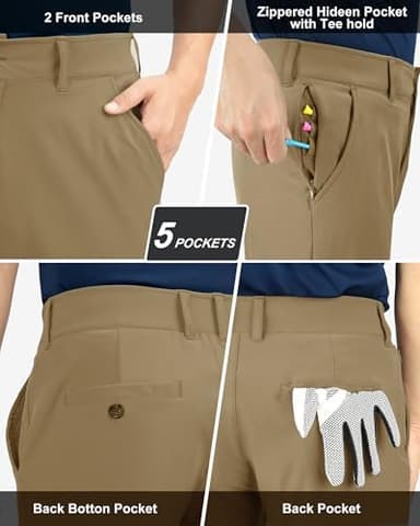 33,000ft Men's Golf Pants Slim Fit with 5 Pockets Stretch Quick Dry Lightweight UPF 50+ Work Dress Pants - Image 4