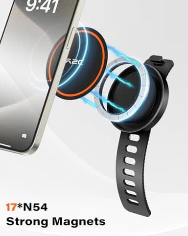 A2C Gym Fitness Phone Mount for MagSafe - 17 N54 Strong Magnets Stable and Secure Phone Mount with Adjustable Strap, Compatible with Gym Equipment, Stroller, Shopping Cart, Exercise Bikes - Image 6