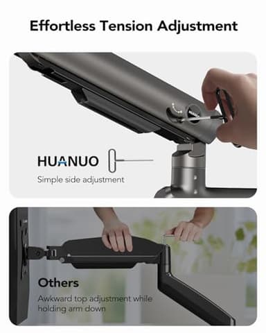 HUANUO Heavy Duty Monitor Arm for Ultrawide Screens up to 49", Holds 40 lbs, Aluminum Ultrawide Single Monitor Stand with 29.1" Max Height, Fully Adjustable Desk Mount, Max VESA 100x100mm - Image 7