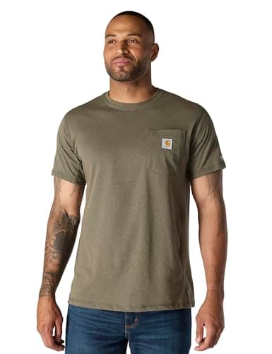 Carhartt Men's Force Relaxed Fit Midweight Short-Sleeve Pocket T-Shirt, Basil Heather, Medium - Image 1