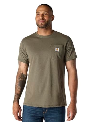 Carhartt Men's Force Relaxed Fit Midweight Short-Sleeve Pocket T-Shirt, Basil Heather, Medium - Image 1