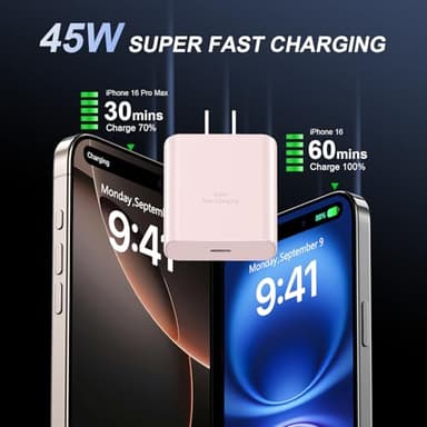 Phone 17 16 Pro Max Charger Fast Charging, 45W USB C Phone 17 16 Super Fast Charger Block with 10ft Long Type C Charging Cable Cord for i.Phone 17 Pro Max/17 Pro/17 Air/17/16/16Pro/16 ProMax /15/S25 - Image 2