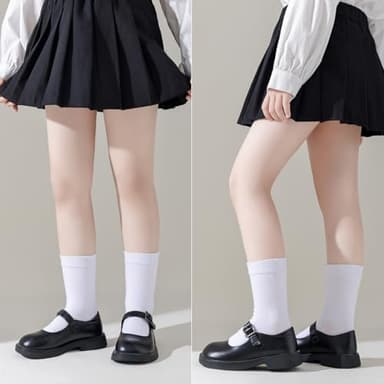 EPEIUS Kids Crew Socks for Boys & Girls Uniform - Seamless Toddler Dress Socks in White, Navy, Black (6 Pack, 1-3T, XS) - Image 4