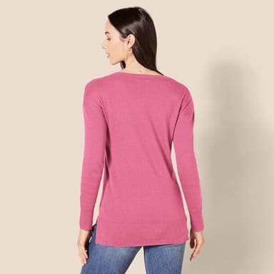 Amazon Essentials Women's Lightweight Long-Sleeve V-Neck Tunic Sweater (Available in Plus Size), Pink Heather, XX-Large - Image 3