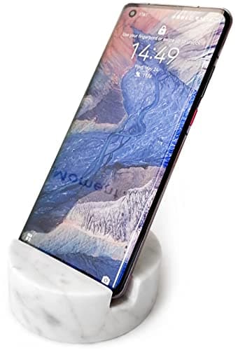 fashciaga Luxurious Marble Cell Phone Stand Holder for Cellphone Tablet On Desk, Countertop, Table, Nightstand. Heavy Real Stone Mobile Phone Stands (Solid) - Image 2