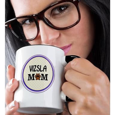 3dRose mug_151831_4 Vizsla Dog Mom Mama by Breed-paw Print Mum Love-Doggy Lover Mug, 11 oz, Black - Image 2