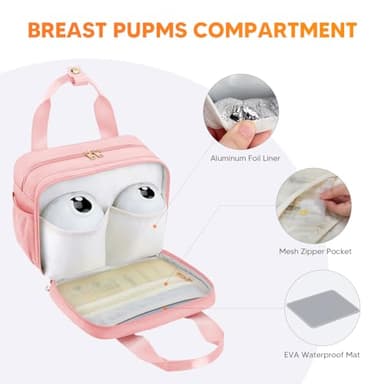 PIIOSER Breastmilk Cooler Bag with Ice Pack, Compatible with Wearable Breast Pumps & Accessories - Portable Pumps Carrying Case for Nursing & Working Moms, Pink - Image 5